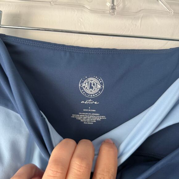 PacSun Active Blue Crossover Waist Leggings Size L – Colorblock Athletic Stretch - Picture 4 of 10